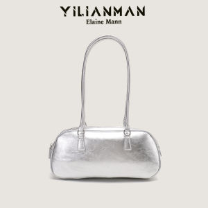 Elegant Silver Ballet Style Womens Handbag Underarm Bag Fashionable Versatile Single Shoulder Bag for Young Women