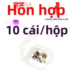 Bộ 10 Mồi Câu Ruồi Sinh Học Nhỏ Kèm Móc Câu Mềm Và Chất Dẫn Dụ Cá Dùng Cho Câu Cá Biển Sông Hồ Suối