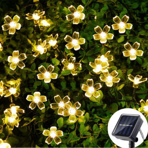 8 Modes Solar Cherry Blossoms String Lights Wedding LED Lights Outdoor Party Parterre Tent Street Garden Tree Fence Decoration