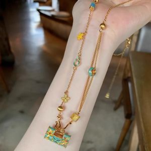 Elegant Enamel Zircon Lock Necklace Womens Versatile Fashion Jewelry Fresh out Snake Bone Chain Silver Accessories Butterfly Knot