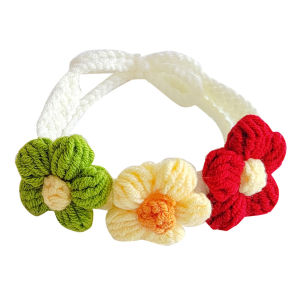 ปลอกคอสัตว์เลี้ยง Pet collar Flower ปลอกคอแมว รูปดอกไม้ ปลอกคอแมวโครเชต์ ปลอกคอนิ่ม ปลอกคอไหมพรม นิ่ม ใส่สบาย ผ้าพันคอไหมพรม ปรับขนาดได้