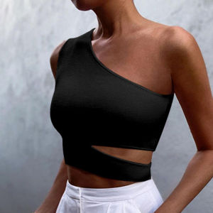 Slim Fit Cutoutvest Withirregular Neckline Irregular Slim-Fit Cut Out Vest