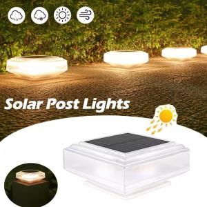 Solar Pillar Light Post Caps Lights IP65 Waterproof Fence Post Lamp Outdoor for Garden Wooden Posts Lawn Fence Pad Decor