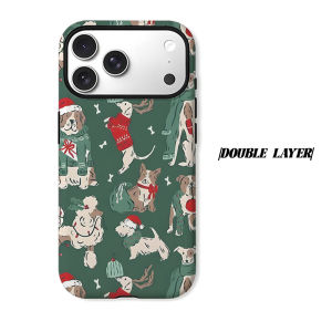 christmas dog Phone Case for iPhone 18 17 16 15 14 13 12 11 Air Pro Max Plus Double-layer Cover