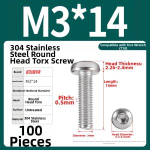 BAIRUITE | Rounded Head Anti-theft Stainless Steel Screws