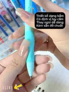 Bút Chì Kim Bấm [5 Bút + 40 Ruột] Bút chì cá heo 2B Kim Đông định vị tay cầm bút chì bấm cho bé ngòi 2mm chống gãy