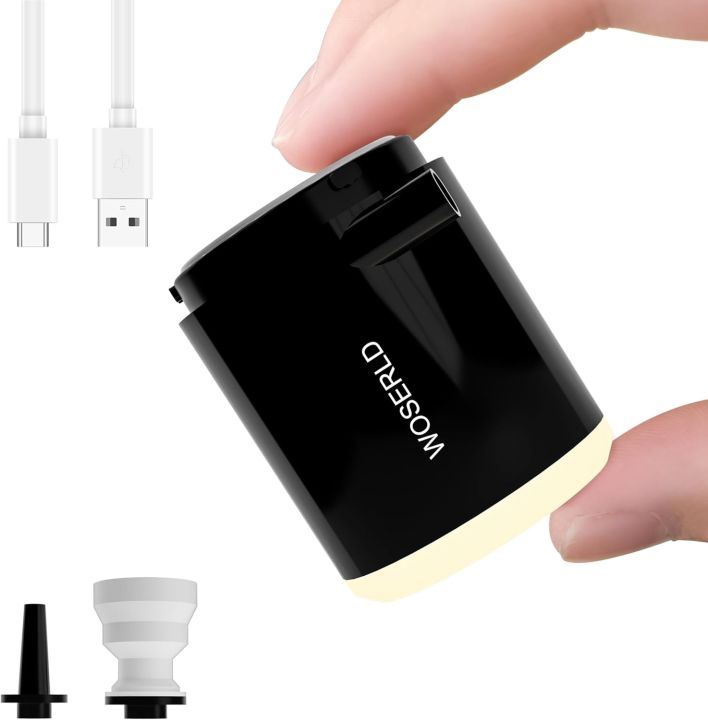 Mini Inflator Pump Light Inflate Deflate Portable Electric Air Pump for Air Mattresses Beds Swimming Ring Outdoor Camping Pump