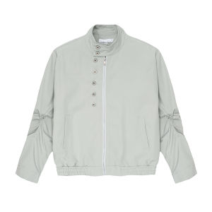 Loose Fit Shoulder Pad Design Korean Style Stand Collar Jacket for Men Trendy Zipper Coat Spring Autumn New Arrival