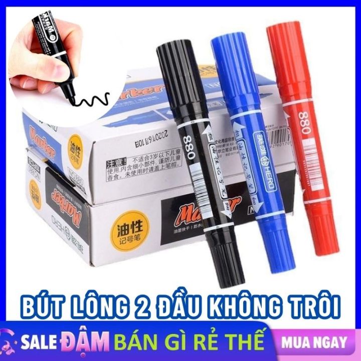 Bút Lông Dầu 2 Đầu Loại To Viết Bảng, Đánh Dấu, Tô Vẽ Không Trôi - Bút Lông Dầu 2 Đầu 3 Màu Xanh Đỏ Đen, Dùng Trong Đóng Gói Ghi Mã Sản Phẩm Tiện Lợi (không xóa được)