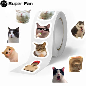 （Super Fan) 500Pcs Cat Emoji Wrap Sticker Series Graffiti Stickers for Suitcases Mobile Phone Cases Laptop Helmet Skateboard Waterproof Decorative Stickers DIY Creative