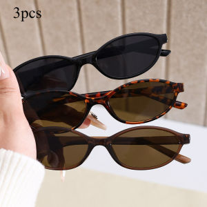 3pcs Small Frame Elliptical Sunglasses for Women European and American Wear Sunglasses for Men Sunshade Retro Sunglasses