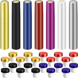 Heat Shrink Wine Wrap Capsules and Wooden T-shaped Wine Bottle Stoppers Kit Sealing Plug Bottle Caps for Making Cellars