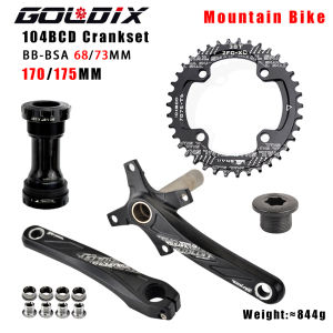GOLDIX 104BCD Wide & Narrow Tooth Mountain Bike Parts Crankset 165/170/175mm Cranks Round/Oval Chainrings 32T/34T/36T/38T MTB