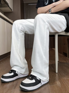 Cleanfit Vintage Washed Mens Jeans American Style Casual Loose Straight Leg Bell Bottoms mid High Waist Long Summer Jeans