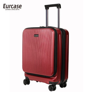 Eurcase 20 Inch Checkpoint Friendly Spinner Luggage Ultralight Double Layer Carry on Suitcase Grey Business Travel Bag