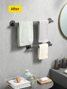 Ecoco Towel Hanging Holder for Bathroom Aluminum Towel Rack Organizer Wall-mounted 5 Length Waterproof