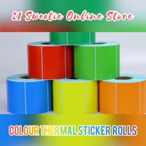 [ALL COLOUR DIRECT THERMAL ROLLS] COLOUR DIRECT THERMAL STICKER LABEL ROLL ISO QUALITY PRICE TAG YELLOW RED BLUE GREEN PURPLE Label Air Way Bill AWB Note Barcode Stickers Thermal Paper Strong Adhesive Barcode Labels Stickers Paper Roll 高级颜色三防热敏纸