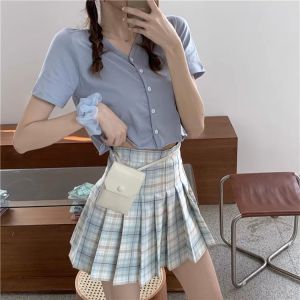 กระโปรงทรงเอเอวสูง กระโปรงทรงเอผ้าขนสัตว์ลายสก็อตไซส์ใหญ่ กระโปรงสั้นทรงเอเอวสูงสำหรับผู้หญิงไซส์ใหญ่ กระโปรงทรงเอทรงเอ