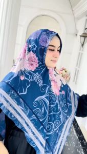 Khimar Oval AB-816 Printing Motif Bahan Ceruty Kerudung Saja Tanpa Gamis Realpict Premium