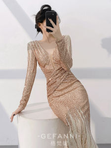 High-Class Evening Dress Long Sleeve