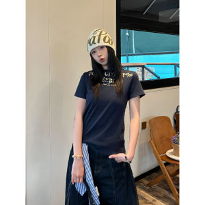 Slim Fit Short Sleeve T-Shirt Womens Style Retro Hot Girl Top American Letter Print Streetwear Cotton Polyester Blend Summer Tee