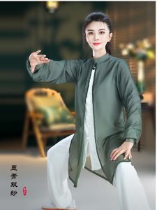 New Long Tai Chi Uniform Womens Martial Arts Ba Duan Jin Group Performance Competition Tai Chi Practice Clothing Spring Autumn