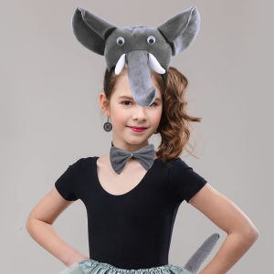 Kawaii Animal Elephant Hair Accessories Halloween Party Masquerade Performance Decorative Headband Elephant Headpiece