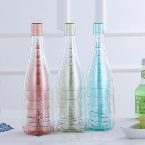 5PCs/Set Travel Portable Plastic Champagne Glass Set With Storage Bottle Reusable Wine Glass Kit