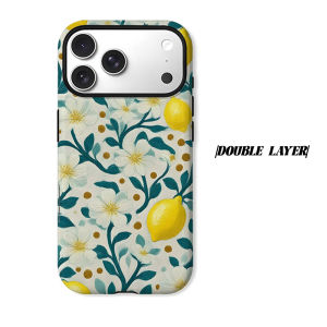 BILIBILI | Lemon Floral Print Phone Case for iPhone 18 17 16 15 14 13 12 11 Air Pro Max Plus Double-layer Cover
