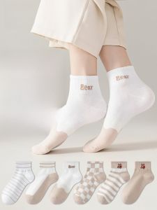 MiiOW | Catwoman Breathable Cartoon Bear Short Socks Anti-Odor Feminine Style Polyester Spandex Blend Four Season Wear For Women