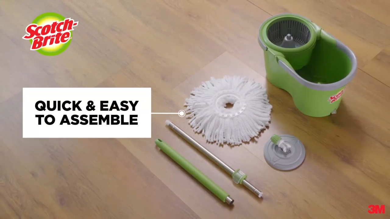 3M Scotch Brite 360 Degree Rotating Microfiber Spin Mop with Self-Cleaning Bucket With Bucket Spin Mop Set