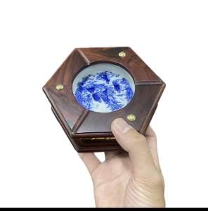 Gạt tàn gỗ Trắc lõi gốm sứ hàng loại kỹ  bền đẹp