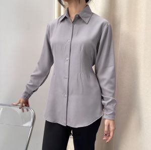 Kemeja Wanita Elsira Blouse Polos Atasan Lengan Panjang Simpel Elegan Outfit Cewek Kuliah Kekinian