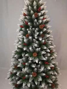 คลินิก หนังสือ ต้นคริสต์มาส 1.5 ม. / 1.8 ม. / 2.1 ม. สีหลาม ลูกสน เบอร์รี่สีแดง และหิมะ