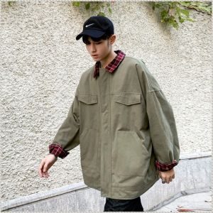 นักเรียนเสื้อแจ็คเก็ตสั้น แจ็คเก็ตลําลองสไตล์เรโทร เสื้อแจ็คเก็ตยีนส์กระเป๋าให้อบอุ่น