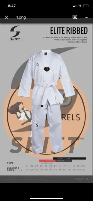 Shift taekwondo training dobok uniform PTA official with free belt