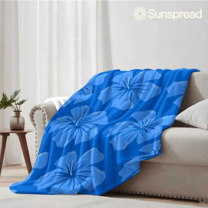 Beast Kingdom | Blue Hibiscus Soft Warm Flannel Blanket Lightweight Cozy Christmas Halloween Home Decor Room