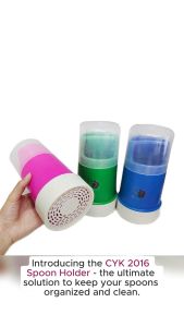 CYK 2016 SPOON HOLDER Round Plastic Spoon and Fork Holder With Cover 1 Pc