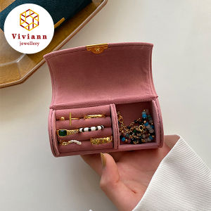 Viviann Original Exquisite High Grade Plush Jewelry Box Ring Bracelet Necklace Storage Box Travel Compact Portable Mini Jewelry Storage Box Travel Organizer Jewelry Case Leather Storage Earrings Necklace Ring Jewelry Organizer Display