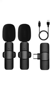 Lavalier Wireless Bluetooth Microphone Portable Audio Video Recording Mini Mic For Phone Live Broadcast Gaming Phone Type-C 麦克风一拖二