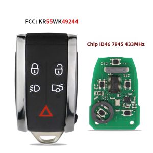 Chìa Khóa Xe Điều Khiển Từ Xa Cho Jaguar XF XFR XK XKR XJ8 XK8 X-Type S-Type 2007-2012 315/433Mhz ID46 7945 Chip FCC KR55WK49244 Khóa Thông Minh Không Cần Chìa