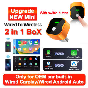 2in1 Mini Box Wired to Wireless Carplay Adapter Android Auto WIFI BT Auto Connect For Toyota Volvo Benz MG Kia MAZDA FORD