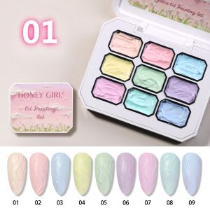 Sơn Gel Vẽ Móng Tay Bộ Sưu Tập Macaron 9 Màu Chất Kem Giàu Màu Sắc Bóng Sáng Bền Chắc