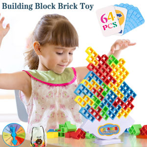 64pcs Building Block Brick Toy Balance Stacked Tetra Tower Game Swing High Russian Building Blocks Stack Kid Desktop Toy