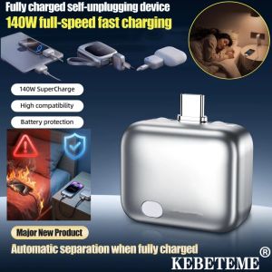 KEBETEME 2PCS Auto Disconnect Charging Adapter Type-C 140W Smart Auto Physical-Disconnect Battery Guard Anti-Overcharge Protection for Safe Overnight Charging