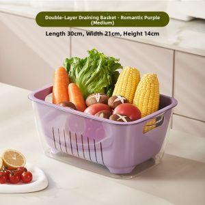 SENGAOPAI | Double Layer Straining Basket for Fruits and Vegetables Vibrant Thick