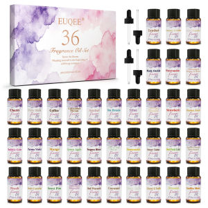 EUQEE 36pcs Fragrance Oils Set For Reed DiffuserCandle Making-5ml Strawberry Cherry Coconut Coffee Leather Aroma Fragrance Oils