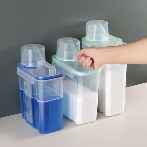 Laundry powder storage box laundry detergent container with portable plastic container bathroom transparent sealed large capacity storage box household