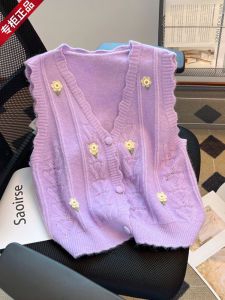 Spring Autumn Womens Loose Knitted Embroidered Vest Open Cardigan Sleeveless Fashion Outerwear Casual Comfortable Sweater