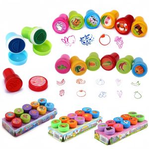 10pcs/Set Children Toy Stamps Cartoon Animals Fruits Kids Seal For Scrapbooking Stamper DIY Scrapbook Cartoon Stamper Toys